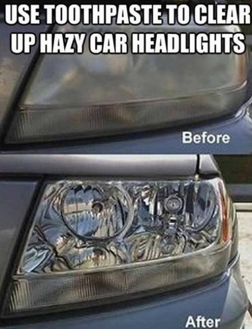 Toothpaste to clean hazy headlights