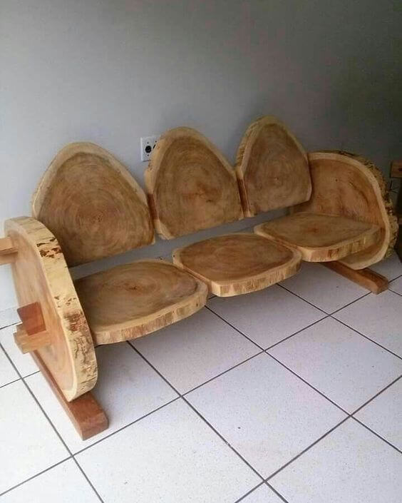 Cut log bench