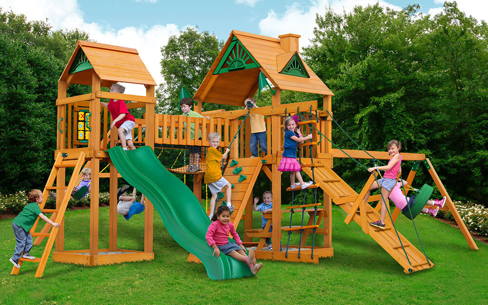 A Backyard with Playground Sets