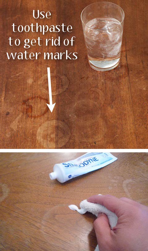 Use toothpaste to clean off watermarks