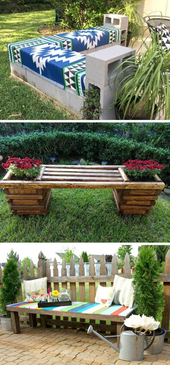 Backyard DIY Garden Benches
