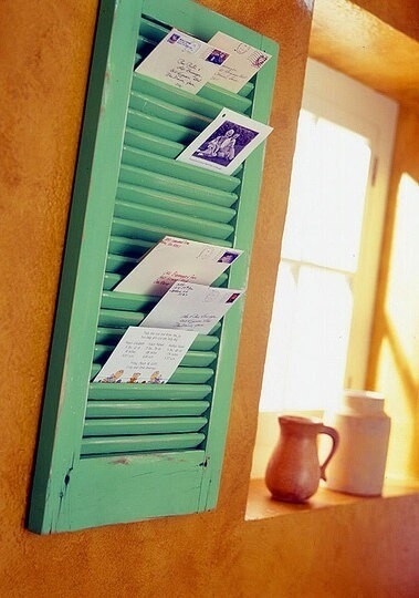 Mail holder from old shutter