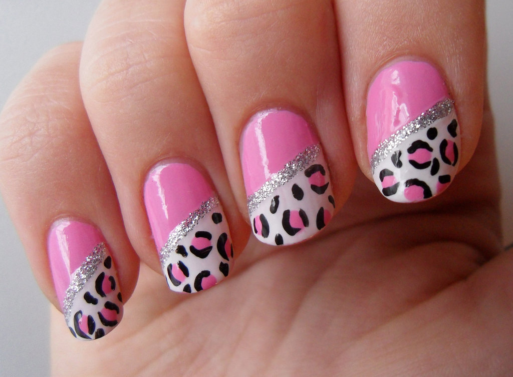 Pink and Black Leopard Nail Designs