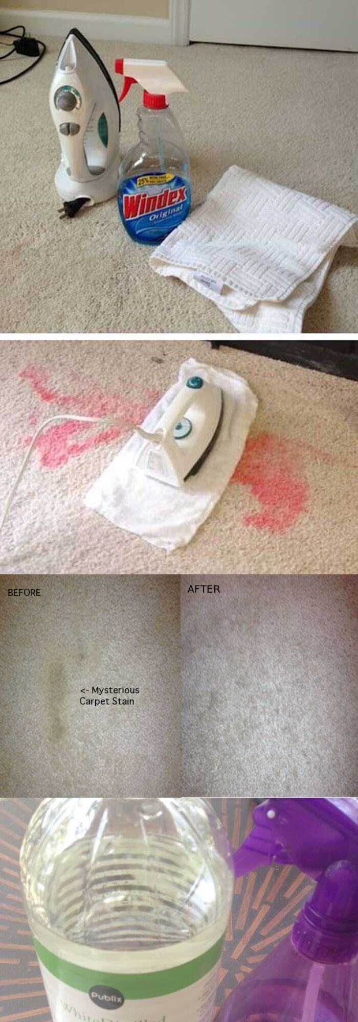 Clean Stubborn Carpet Stains with an Iron and Vinegar