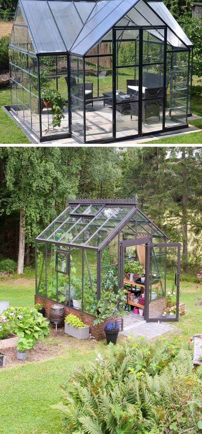 A Backyard with a Greenhouse