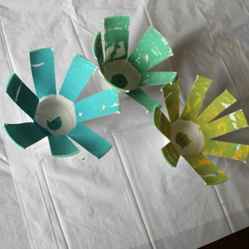 Paper cup flowers craft