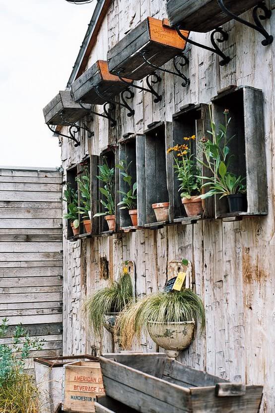 Wood crate planters
