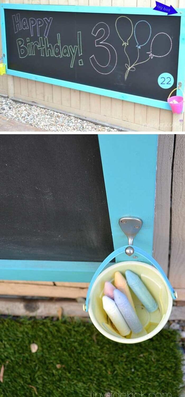 A Backyard with a DIY Chalkboard