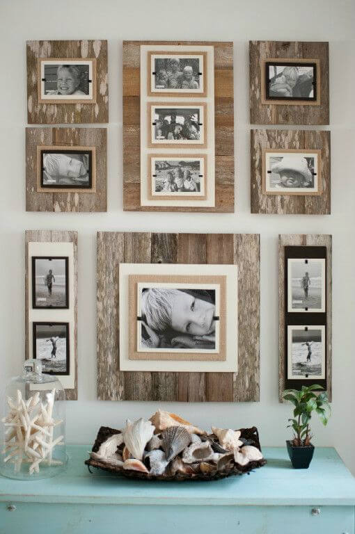 Wooden hanging photo frames