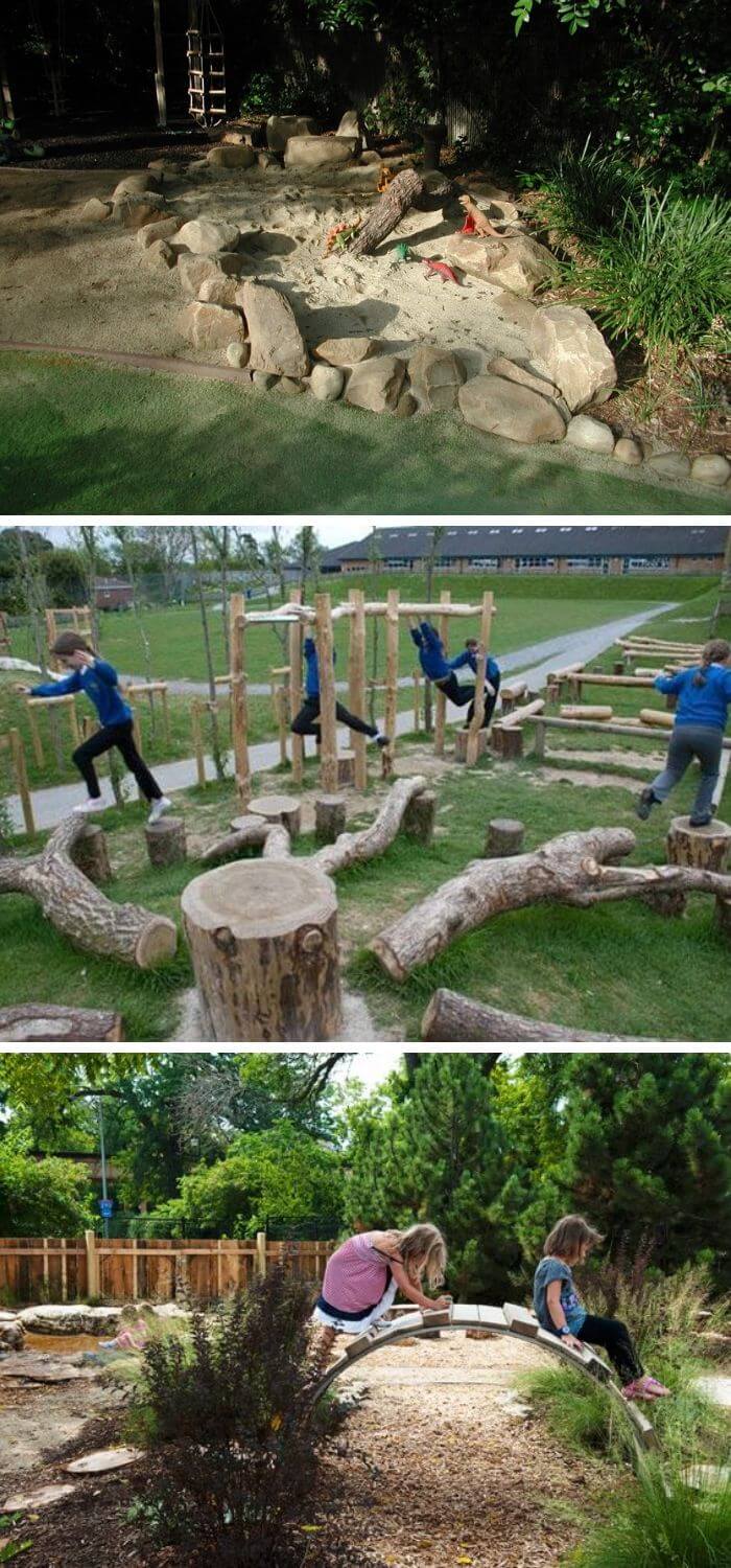 A Backyard with Natural Playscapes