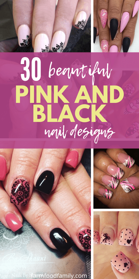 pink and black nail designs 1