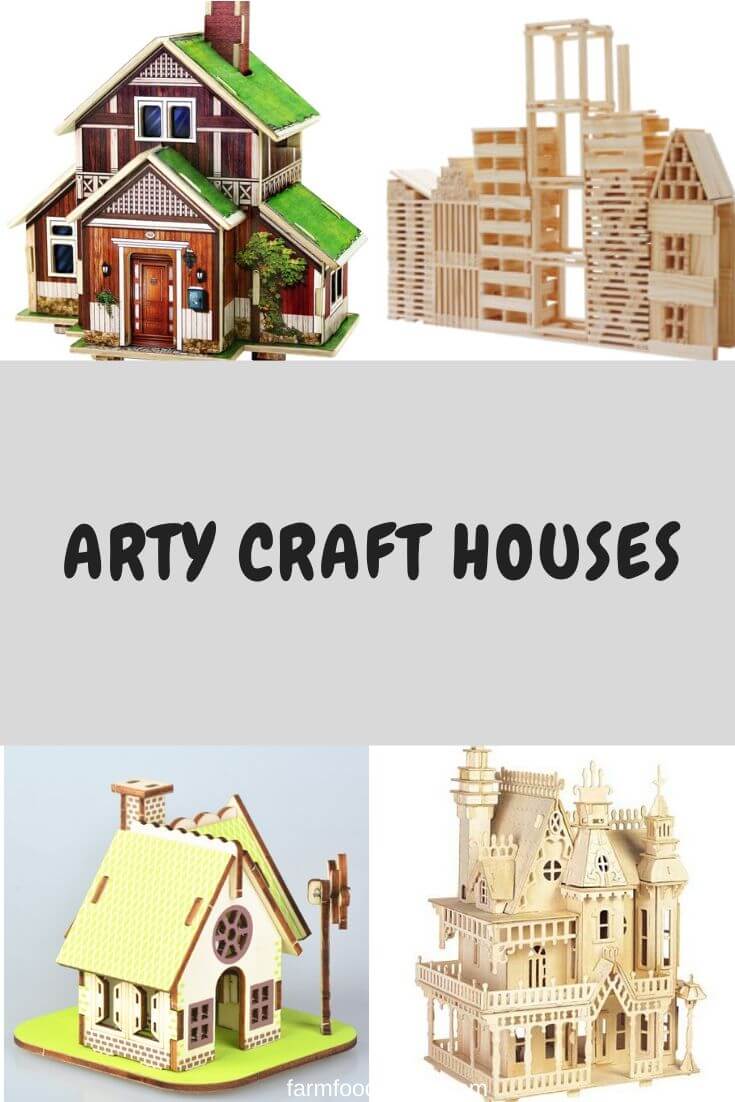 Wooden House Crafts DIY Buildings Architecture Apartment Blocks Model Crafts 