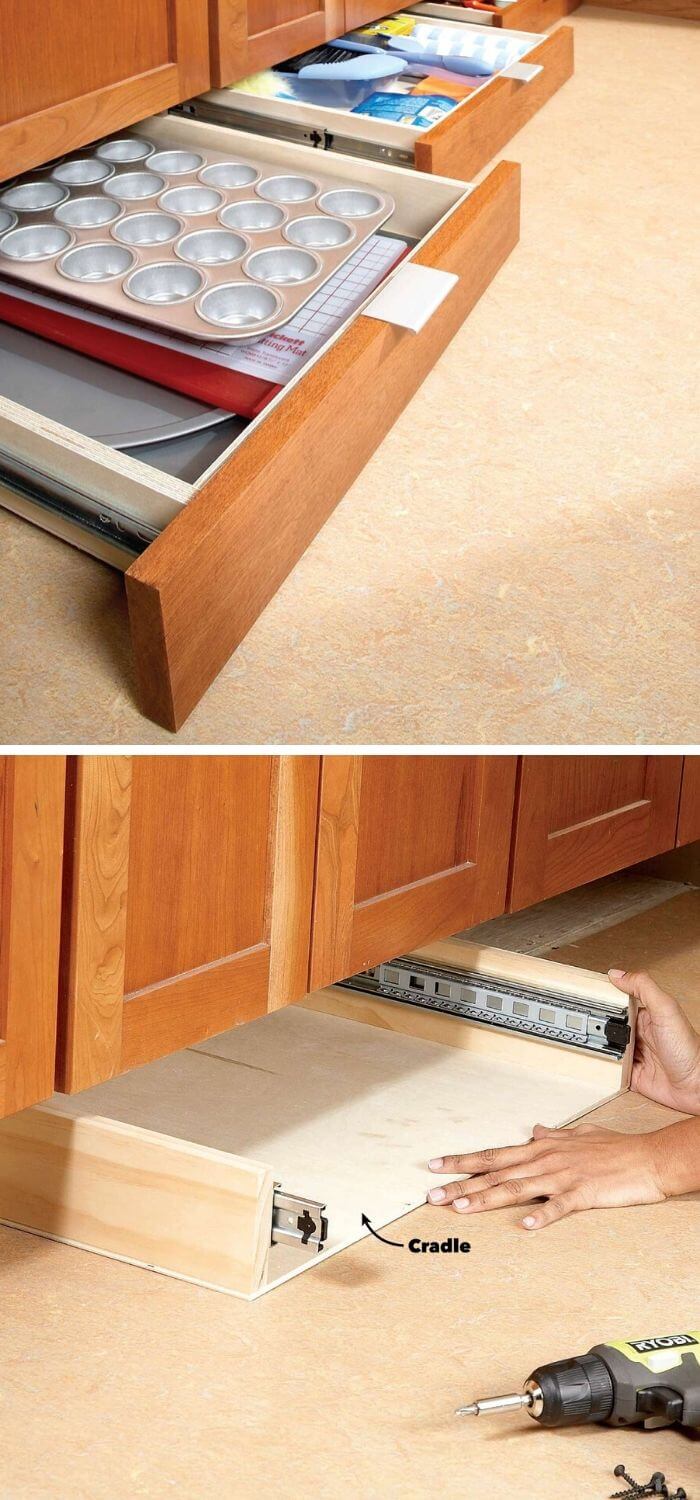 Maximize your space with baseboard draws