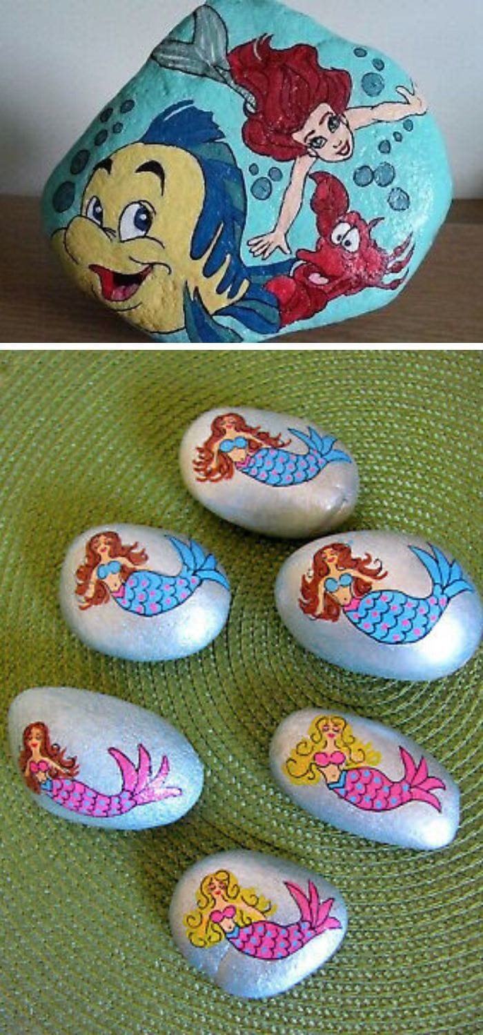 Mermaid rock painting
