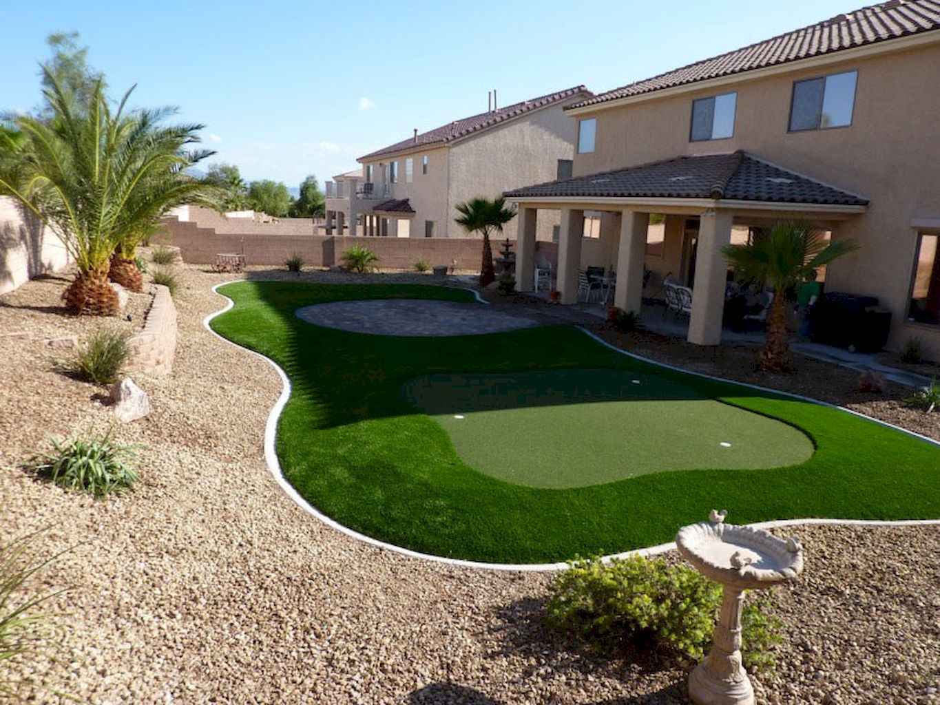 Arizona backyard landscaping ideas with green mat