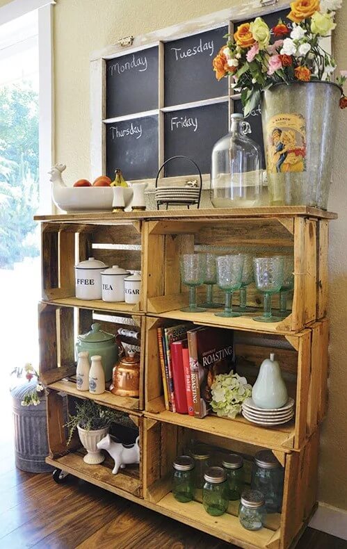 Pallet Crates Kitchen Shelf