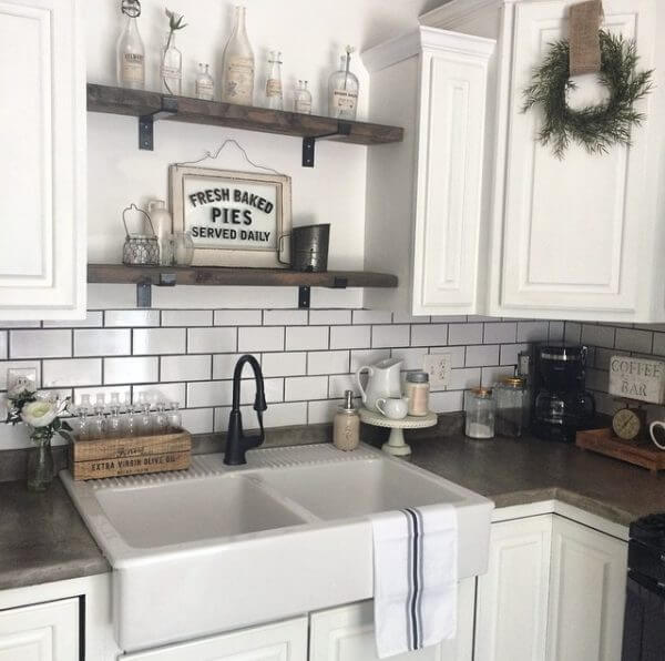 Farmhouse kitchen with striped towel