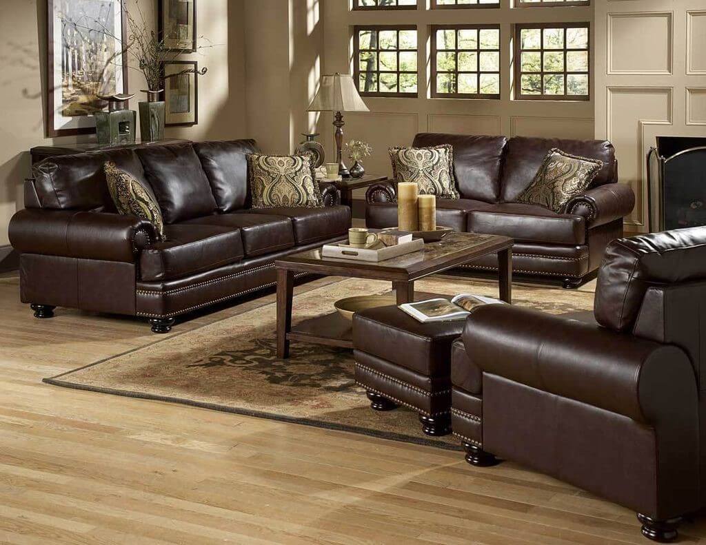 Best Dark Brown Leather Sofa Decorating, Brown Leather Furniture Living Room Ideas