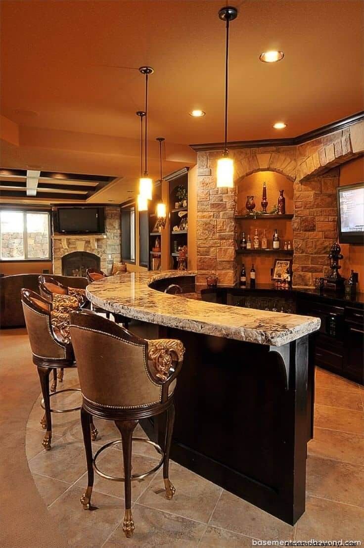 Curved basement bar