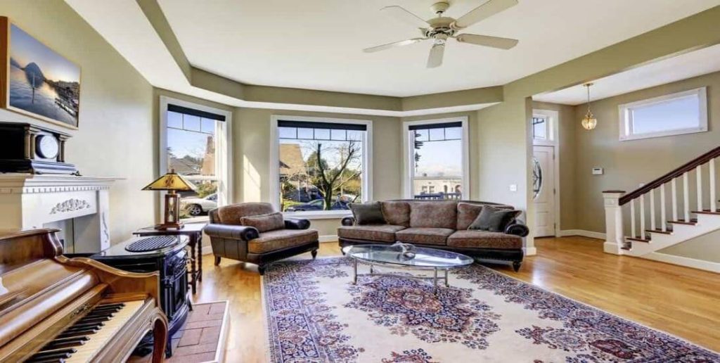 13 color rug goes with brown sofa