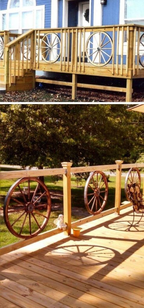 Wagon wheel porch railing