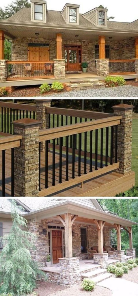 23 Stone beams porch railing