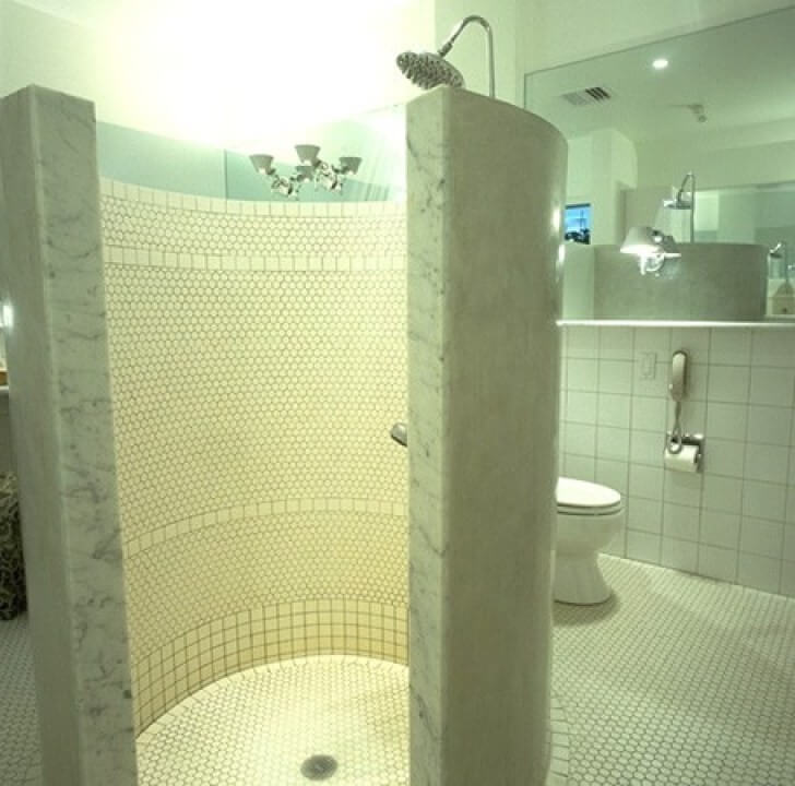 Trendy marble shower enclosure