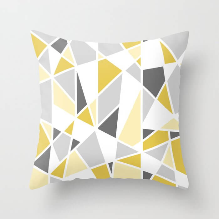 24 geometric pattern in yellow and gray pillows for brown couches