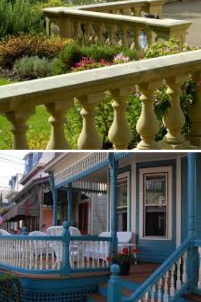 Ornate baluster porch railings