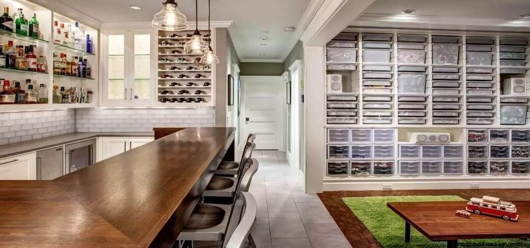 Playful basement bar
