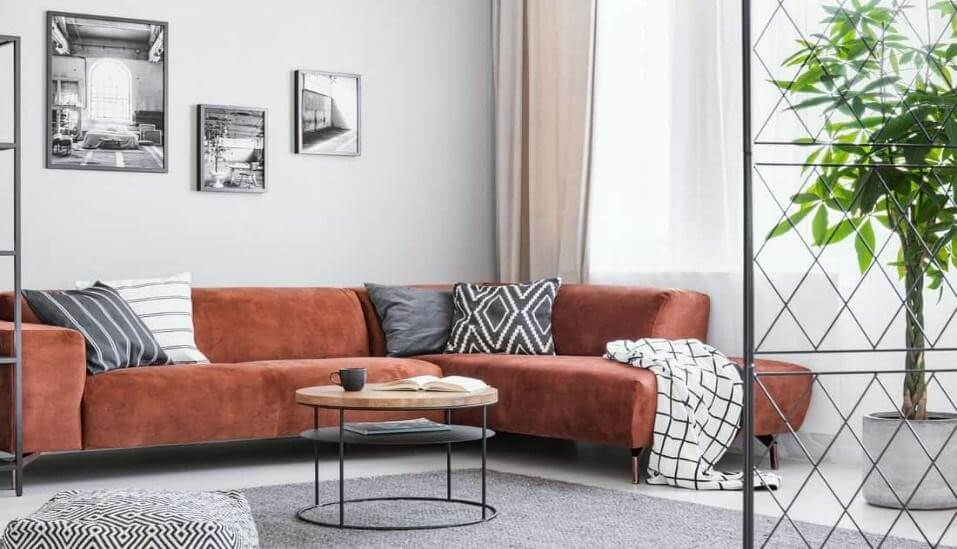 4 color rug goes with brown sofa