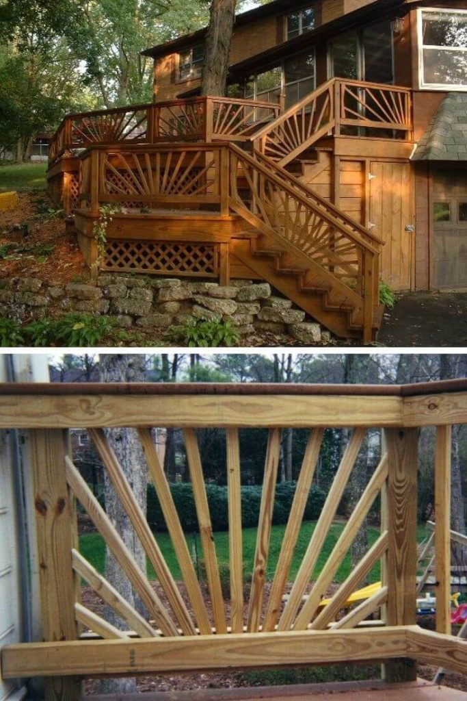 Sunburst/crisscross porch railing
