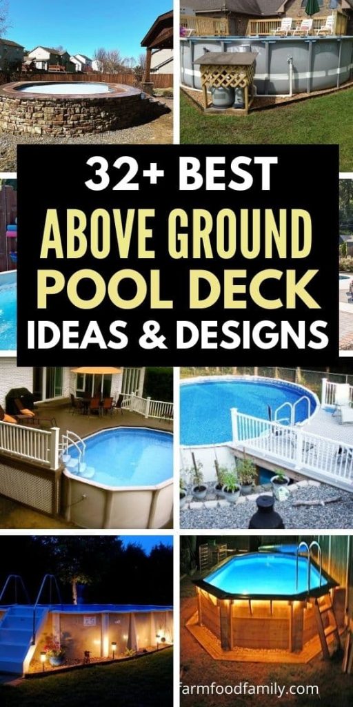 Above Ground Pool Deck Ideas Designs, Above Ground Pool Deck Ideas With Bar