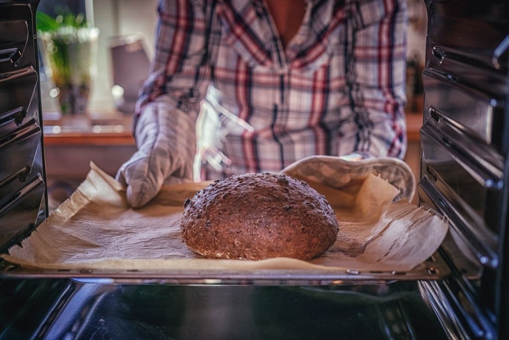 baking bread in oven
