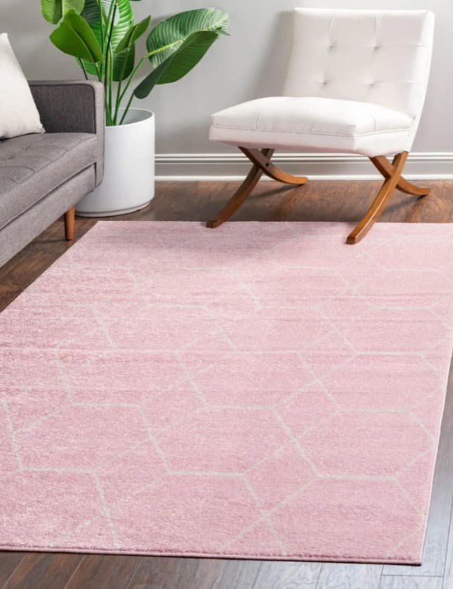 1 pale pink rug for dark wood floors