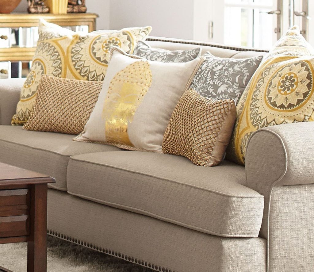11 luxury gold pillow with beige sofa