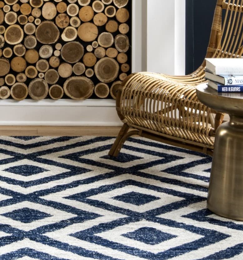 12 blue white rug for dark wood floors