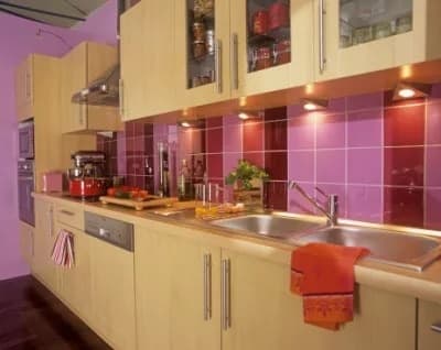 12 purple kitchen backsplash with oak cabinets 1