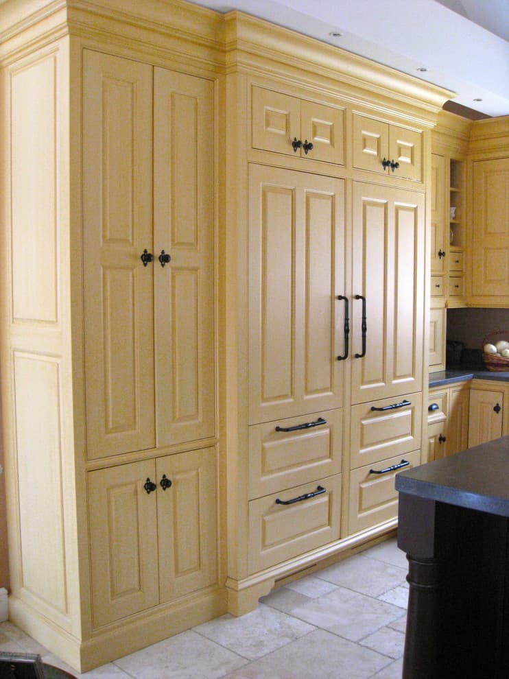 16 golden kitchen cabinet goes with gray floors