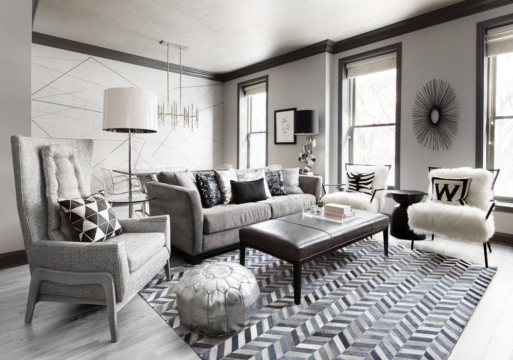 19 black and white trim goes with gray walls