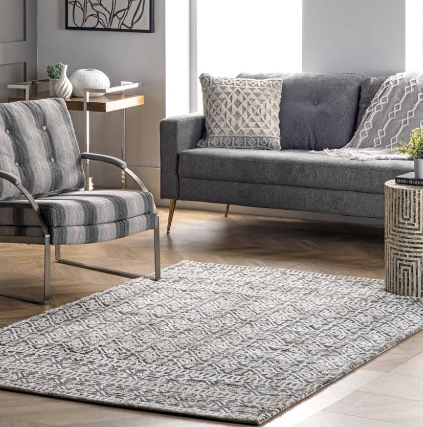 19 color rug goes with gray couch