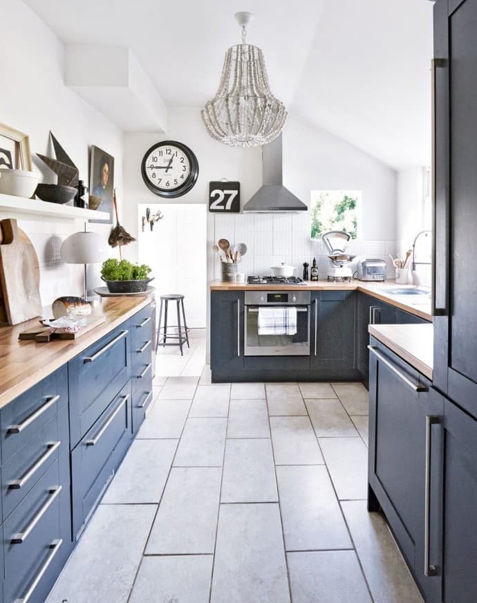 20 navy blue golden kitchen cabinet goes with gray floors