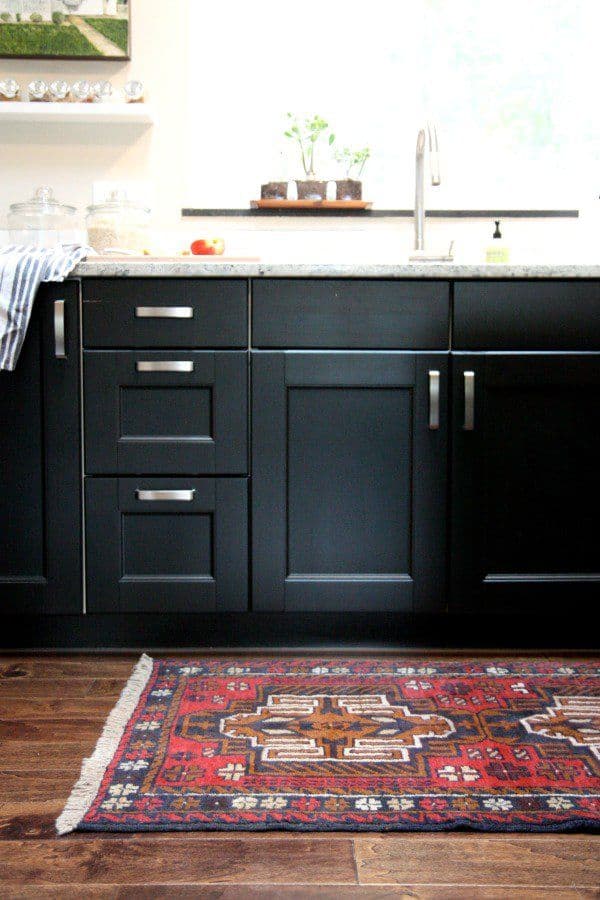 23 black and red floor with dark cabinets