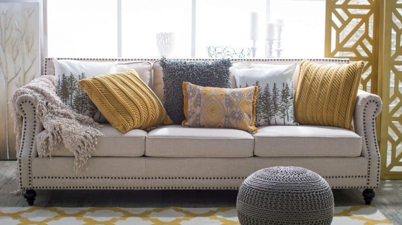 24 different pattern material pillows with beige sofas 2