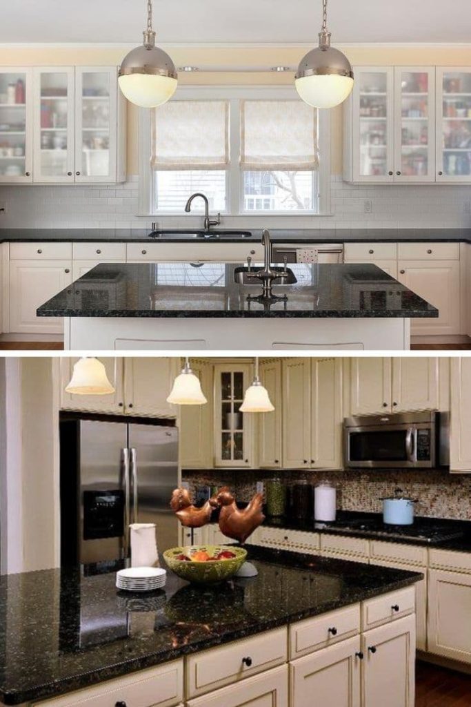 What Color Cabinets With Black Granite, White Cabinets Black Countertops Gray Walls