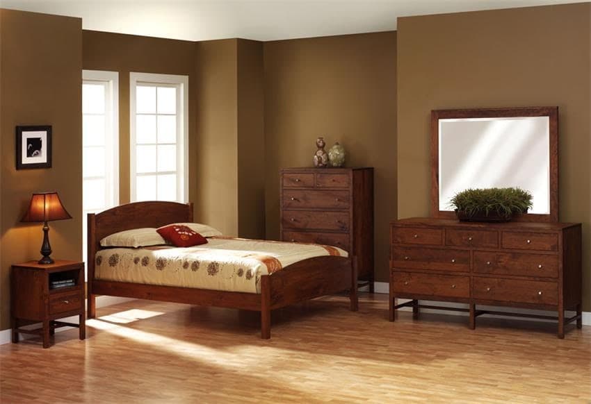 7 brown wall with cherry wood furniture