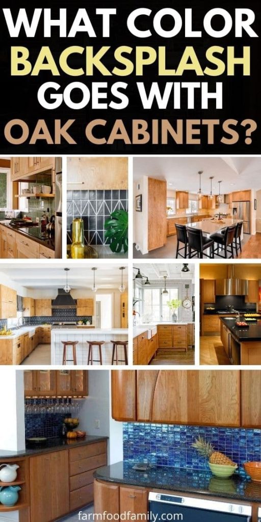 color backsplash goes with oak cabinets ideas