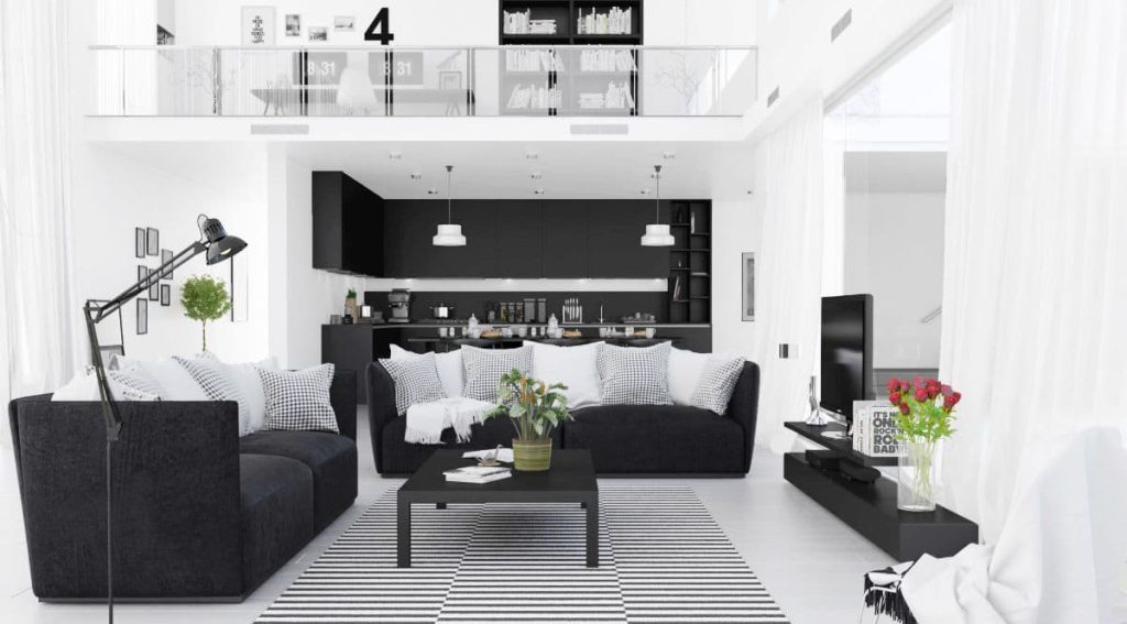 1 white and black balance living room ideas