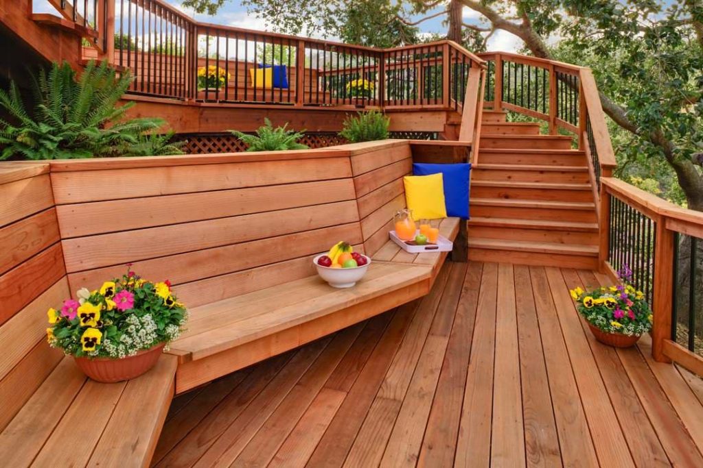 15 deck stair step ideas with built in seat