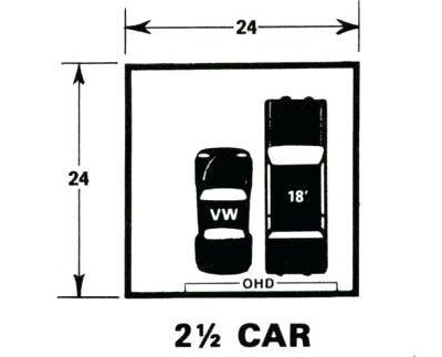 2 1 2 car garage dimension